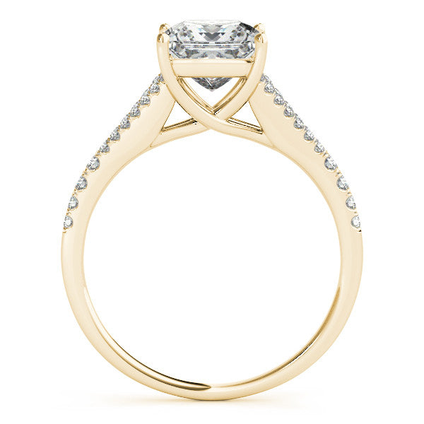 14K Yellow Gold Princess Cut Diamond Split Shank Pave Accented Engagement Ring (1.15ctw) 