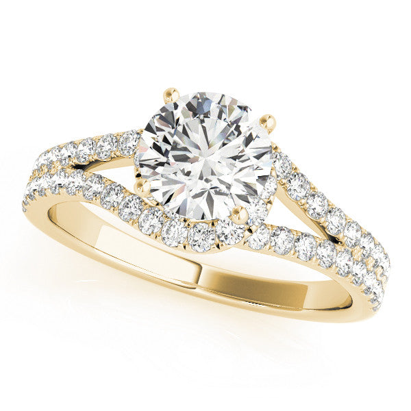 14K Yellow Gold Round Brilliant Diamond Split Shank Bypass Engagement Ring With Pave Accents (1.33ctw)