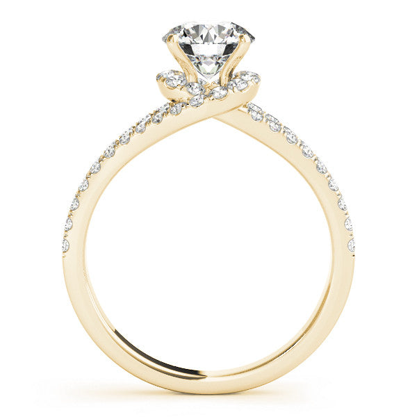 14K Yellow Gold Round Brilliant Diamond Split Shank Bypass Engagement Ring With Pave Accents (1.33ctw)