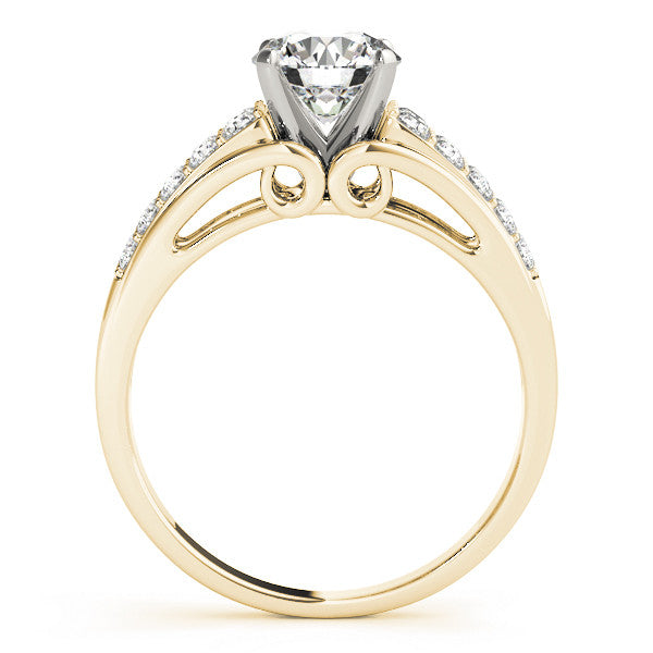 14K Yellow Gold Round Brilliant Diamond Engagement Ring With Pave Accents (1.50ctw)