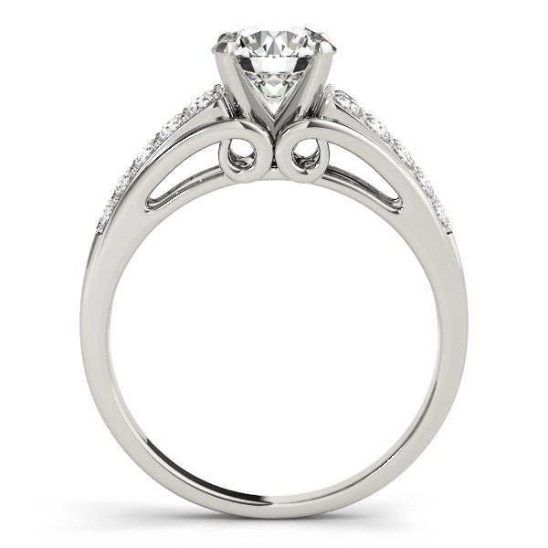 14K White Gold Round Brilliant Diamond Engagement Ring With Pave Accents (1.50ctw)