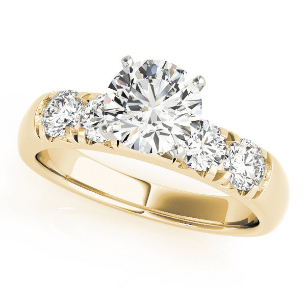 14K Yellow Gold Round Brilliant Diamond Engagement Ring With Pave Accents (1.38ctw)