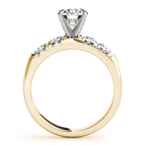 14K Yellow Gold Round Brilliant Diamond Engagement Ring With Pave Accents (1.38ctw)