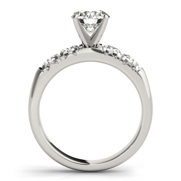 14K White Gold Round Brilliant Diamond Engagement Ring With Pave Accents (1.38ctw)