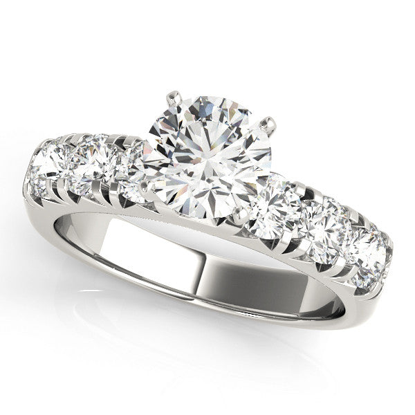 14K White Gold Round Brilliant Diamond Engagement Ring With Pave Accents (1.88ctw)