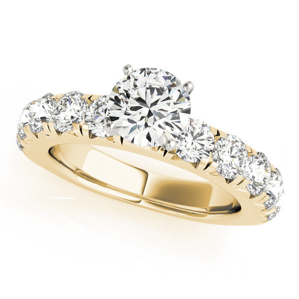 14K Yellow Gold Round Brilliant Diamond Engagement Ring With Pave Accents (2.33ctw)