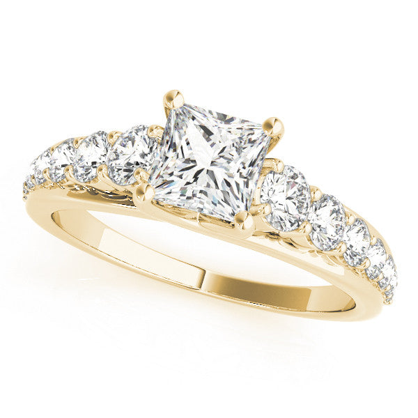 14K Yellow Gold Princess Cut Diamond Trellis Engagement Ring With Pave Accents (1.63ctw)