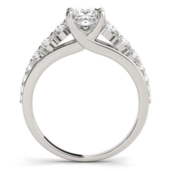 14K White Gold Princess Cut Diamond Trellis Engagement Ring With Pave Accents (1.63ctw)