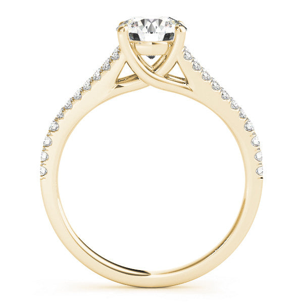 14K Yellow Gold Round Brilliant Diamond Split Shank Trellis Engagement Ring With Pave Accents (1.20ctw)