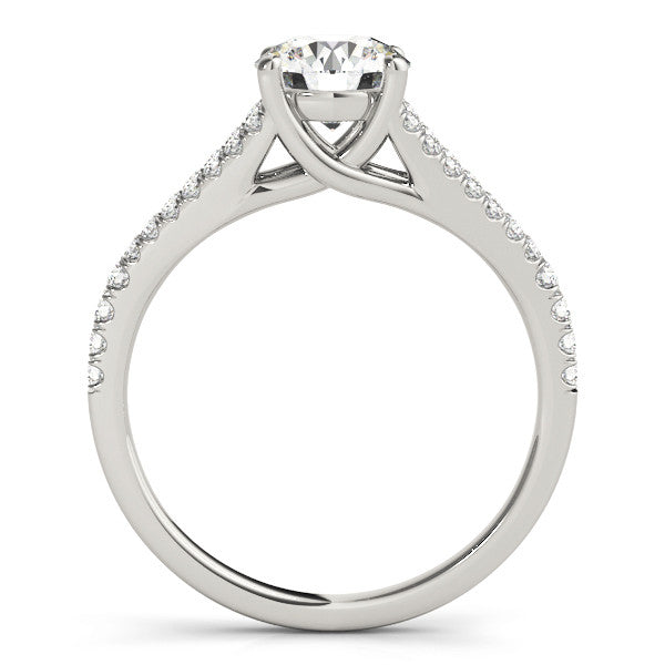 14K White Gold Round Brilliant Diamond Split Shank Trellis Engagement Ring With Pave Accents (1.20ctw)