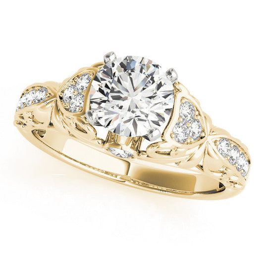 14K Yellow Gold Round Brilliant Diamond Antique Cluster Engagement Ring With Channel Accents (1.25ctw)