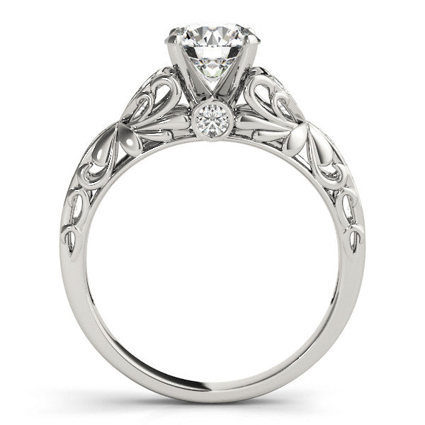 14K White Gold Round Brilliant Diamond Antique Cluster Engagement Ring With Channel Accents (1.25ctw)