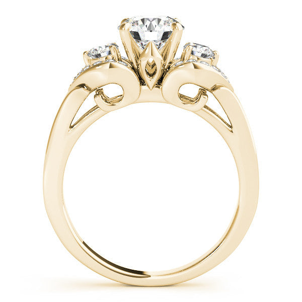 14K Yellow Gold Round Brilliant Diamond Three Stone Engagement Ring With Channel Accents (1.38ctw)