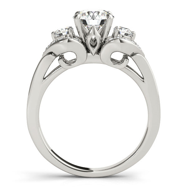 14K White Gold Round Brilliant Diamond Three Stone Engagement Ring With Channel Accents (1.38ctw)