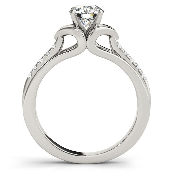 14K White Gold Round Brilliant Diamond Split Shank Engagement Ring With Pave Accents (1.07ctw)