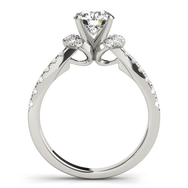 14K White Gold Round Brilliant Diamond Engagement Ring With Diamond Collar and Pave Accents (1.33ctw)