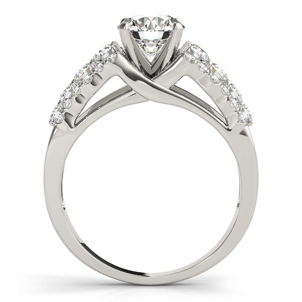 14K White Gold Round Brilliant Diamond Trellis Engagement Ring With Pave Accents (1.63ctw)