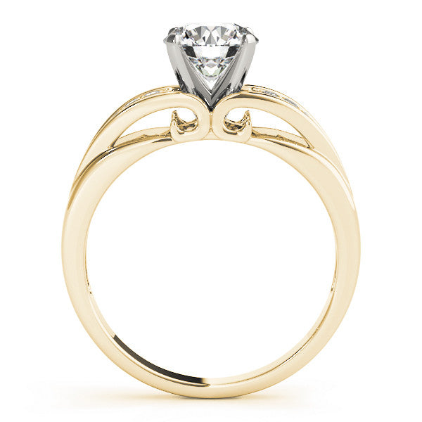 14K Yellow Gold Round Brilliant Diamond Split Shank Engagement Ring With Petal Channel Accents (1.05ctw)