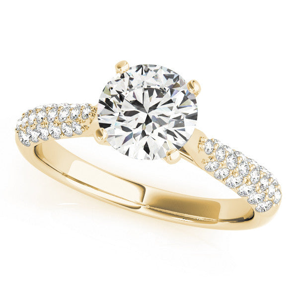 14K Yellow Gold Round Brilliant Diamond Engagement Ring With Micro Pave Accents (1.25ctw)