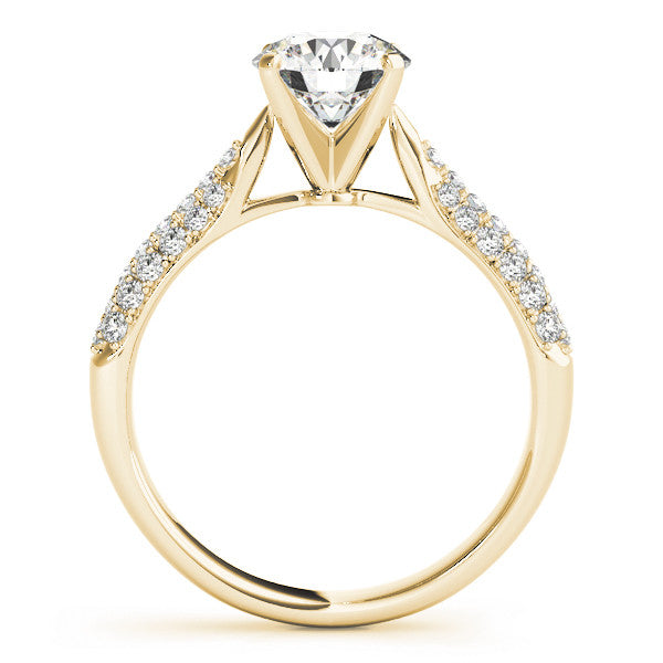 14K Yellow Gold Round Brilliant Diamond Engagement Ring With Micro Pave Accents (1.25ctw)