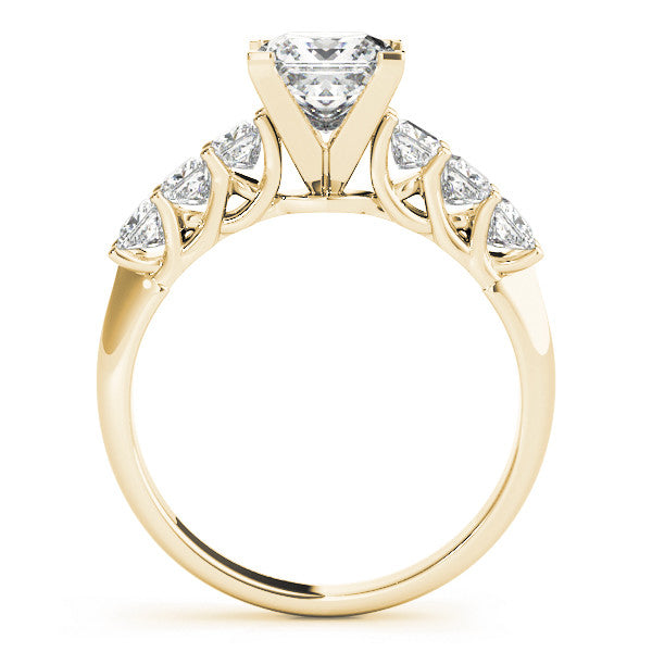 14K Yellow Gold Princess Cut Diamond Trellis Engagement Ring With Princess Side Stone Accents (1.63ctw)