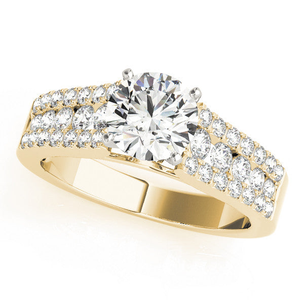 14K Yellow Gold Round Brilliant Diamond Engagement Ring With Micro Pave Accents (1.63ctw)