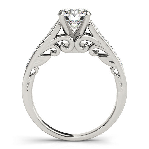 14K White Gold Round Brilliant Diamond Engagement Ring With Channel Set Accents (1.50ctw)