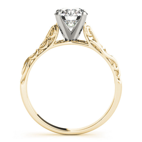 14K Yellow Gold Round Brilliant Diamond Vine Inspired Solitaire Engagement Ring (1ct)