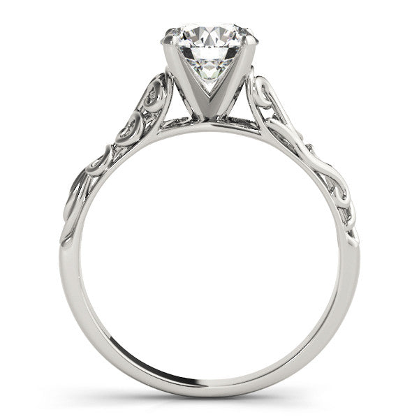 14K White Gold Round Brilliant Diamond Vine Inspired Solitaire Engagement Ring (1ct)