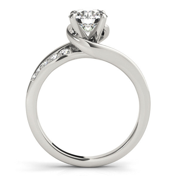 14K White Gold Round Brilliant Diamond Bypass Engagement Ring With Pave Accents (1.25ctw)