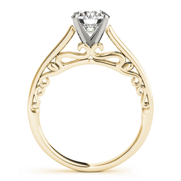 14K Yellow Gold Round Brilliant Diamond Solitaire Engagement Ring With Filigree Accents (1ct)