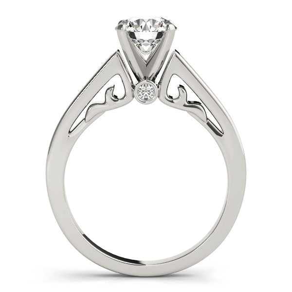 14K White Gold Round Brilliant Diamond Solitaire Engagement Ring With Bezel Accents (1.05ctw)