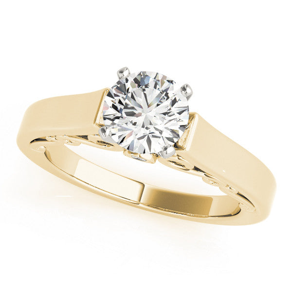 14K Yellow Gold Round Brilliant Diamond Solitaire Engagement Ring With Bezel Accents (1.05ctw)