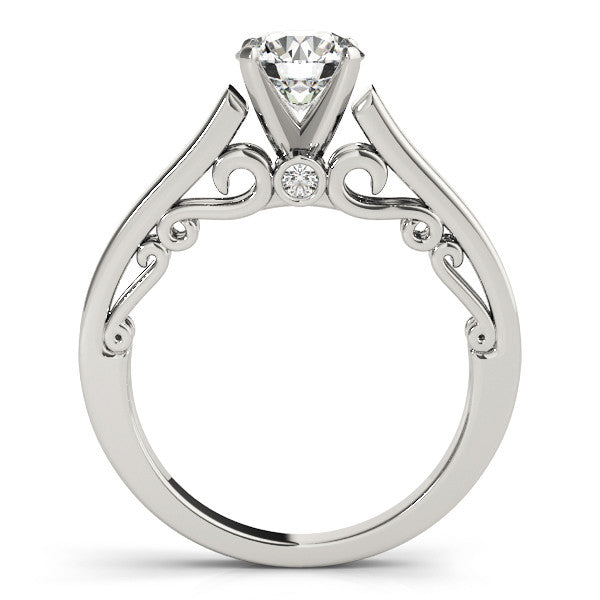 14K White Gold Round Brilliant Diamond Solitaire Engagement Ring With Bezel Accents (1.05ctw)