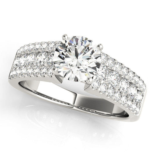 14K White Gold Round Brilliant Diamond Multi-Row Engagement Ring With Pave Accents (1.75ctw)