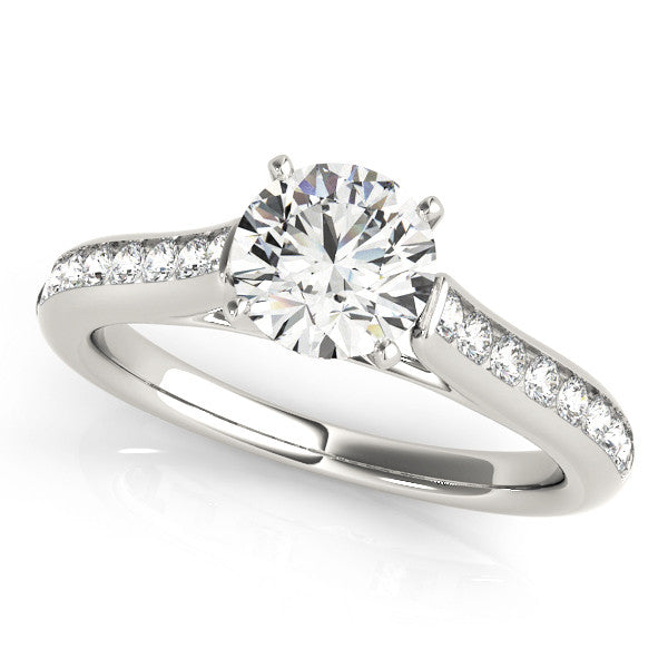 14K White Gold Round Brilliant Diamond Engagement Ring With Channel Set Accents (1.25ctw)