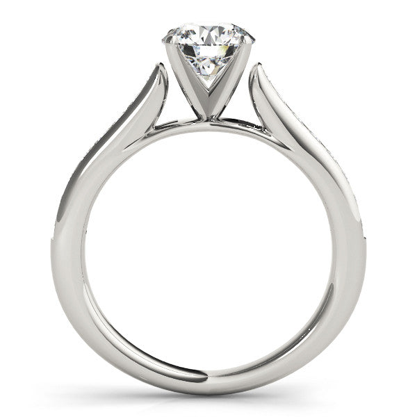 14K White Gold Round Brilliant Diamond Engagement Ring With Channel Set Accents (1.25ctw)