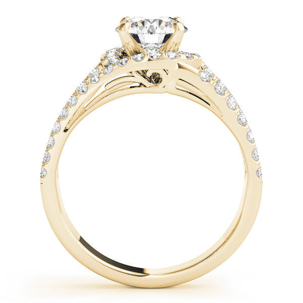 14K Yellow Gold Round Brilliant Diamond Split Shank Bypass Engagement Ring With Pave Accents (1.63ctw)