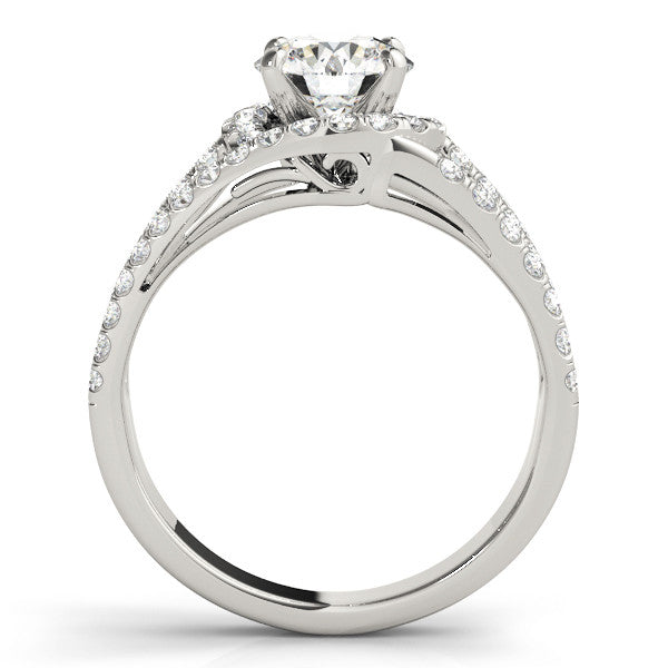 14K White Gold Round Brilliant Diamond Split Shank Bypass Engagement Ring With Pave Accents (1.63ctw)