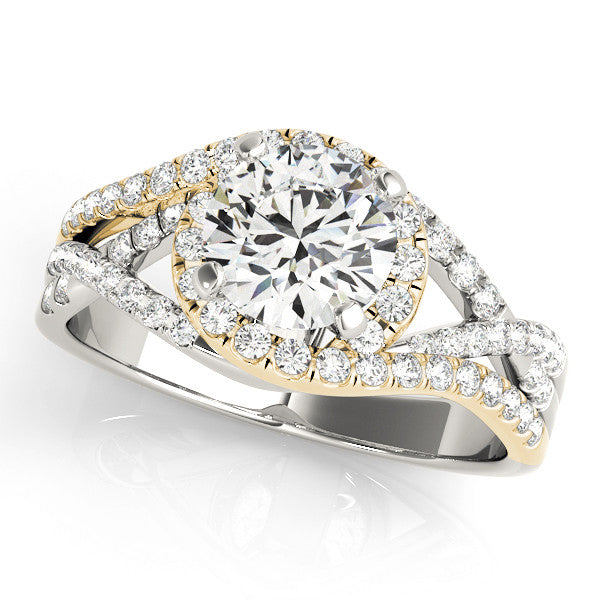 14K Yellow Gold Round Brilliant Diamond Twisted Bypass Engagement Ring With Pave Accents (1.75ctw)