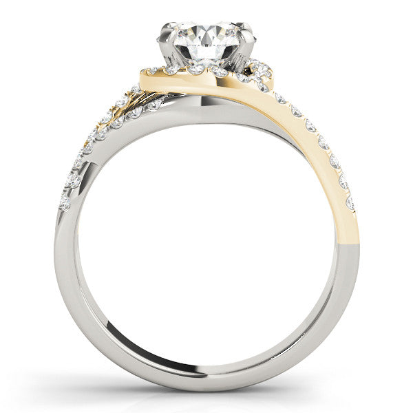 14K Yellow Gold Round Brilliant Diamond Twisted Bypass Engagement Ring With Pave Accents (1.75ctw)