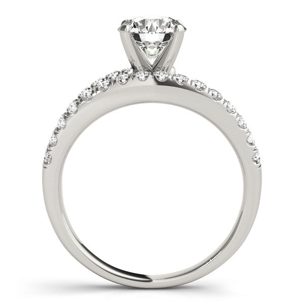 14K White Gold Round Brilliant Diamond Open Bypass Engagement Ring With Pave Accents (1.33ctw)