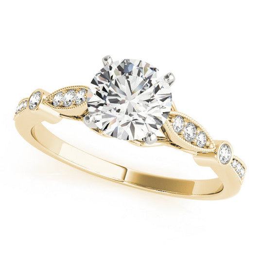 14K Yellow Gold Lab-Grown Round Brilliant Diamond Vintage Inspired Engagement Ring