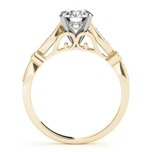 14K Yellow Gold Lab-Grown Round Brilliant Diamond Vintage Inspired Engagement Ring