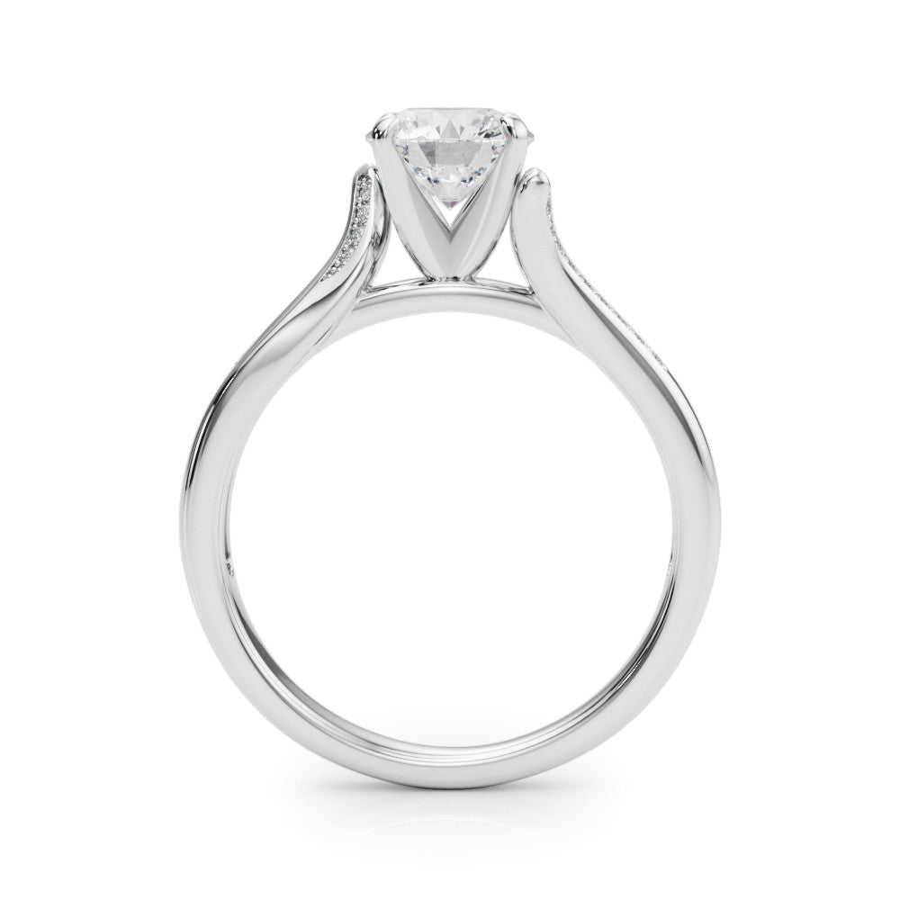 14K White Gold Round Brilliant Diamond Bypass Engagement Ring With Channel Set Accents (1.13ctw)