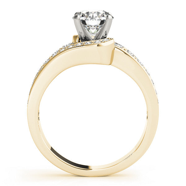 14K Yellow Gold Round Brilliant Diamond Bypass Engagement Ring With Channel Set Accents (1.38ctw)