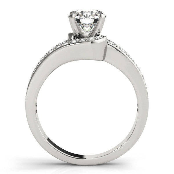 14K White Gold Round Brilliant Diamond Bypass Engagement Ring With Channel Set Accents (1.38ctw)