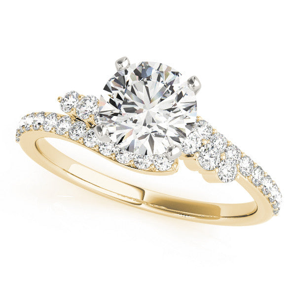 14K Yellow Gold Round Brilliant Diamond Bypass Engagement Ring With Pave Accents (1.50ctw)