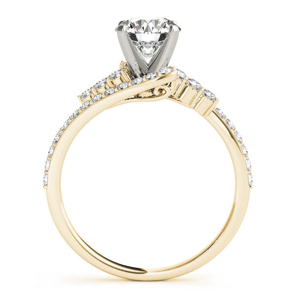 14K Yellow Gold Round Brilliant Diamond Bypass Engagement Ring With Pave Accents (1.50ctw)