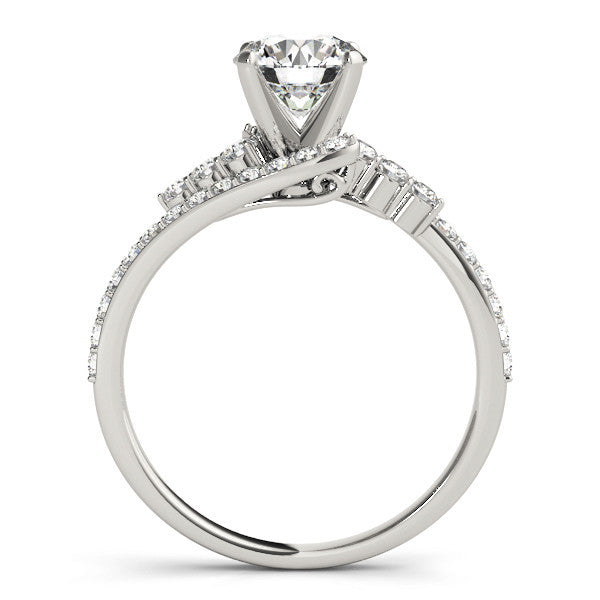 14K White Gold Round Brilliant Diamond Bypass Engagement Ring With Pave Accents (1.50ctw)